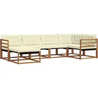 vidaXL Buiten bank set 6 st Natuurlijk en Crème Massief Acacia Hout
