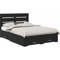 vidaXL Bedframe Zwart Eiken Bewerkt hout
