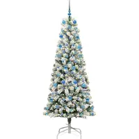 vidaXL Kunstmatige Hinged Kerstboom met 300 LED Groen en Wit 210 cm
