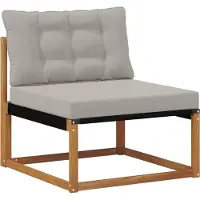 vidaXL Buiten bank set met kussen 9 pcs Naturel en lichtgrijs