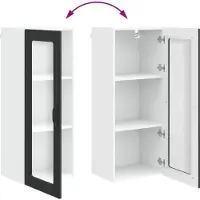 vidaXL Wandglas Kasten PORTO Zwart 40 x 31 x 100 cm Bewerkt hout