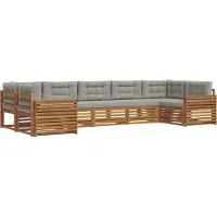 vidaXL Buiten bank set met kussen 7 pcs Natuurlijk en Licht Grijs