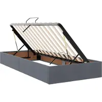 vidaXL LED-bed met opbergruimte en matras, donkergrijs, 180 x 200 cm, fluweel