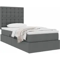 vidaXL Opslag bed met matras met opslag Donkergrijs 90 x 200 cm Stof