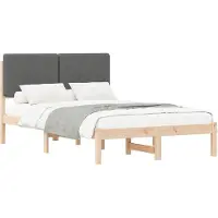 vidaXL Bedframe met Gevoerde Hoofdbord Donkergrijs 120 x 190 cm
