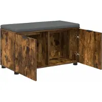 vidaXL Hallenbank met kussen met plank Gerookte Eik 80 x 38 x 46 cm