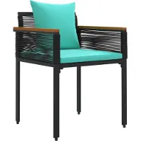 vidaXL Buitenmeubels set met kussen Zwart en Turkoois poly rattan