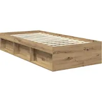 vidaXL Bedframe Ambachtelijk eiken 90 x 190 cm Massief grenenhout