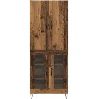 vidaXL Highboard 2 st Oudhout 69,5 x 34 x 180 cm Bewerkt hout