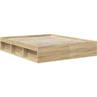vidaXL Bedframe met hoofdeinde Sonoma 160 x 200 cm Massief grenenhout