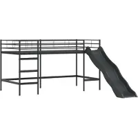 vidaXL Kinderen Loft Bed Frame met Glijbaan Effen Zwart en Anthraciet