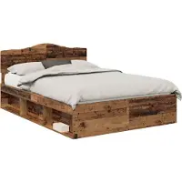 vidaXL Bedframe met hoofdeinde Oudhout 140 x 190 cm Massief grenenhout