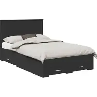 vidaXL Bedframe met lade met opslag Zwart 135 x 190 cm Bewerkt hout