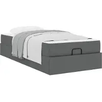 vidaXL Bedframe met matras 2 st Dim Grijs Stof