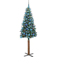 vidaXL Slanke Kerstboom Groen 180 cm PVC en massief dennenhout