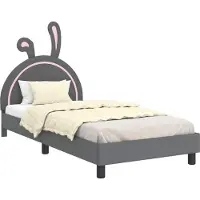 vidaXL Kinderen bedframe met hoofdboard Lichtgrijs 80 x 200 cm PU