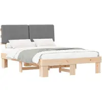vidaXL Bedframe met Gevoerde Hoofdbord Lichtgrijs 120 x 190 cm