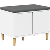 vidaXL Hallenbank Wit 60 x 38 x 46 cm Geengineerd Hout en Stof