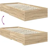 vidaXL Bedframe met lade Sonoma Eik 90 x 190 cm Bewerkt hout