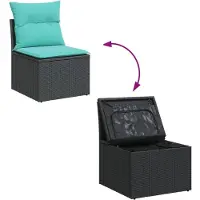 vidaXL 10-delige Loungeset met kussens poly rattan zwart