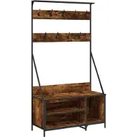 vidaXL Kledingrek met schoenenrek 100x41x184 cm gerookt eikenkleurig