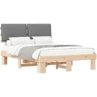 vidaXL Bedframe met Gevoerde Hoofdbord Lichtgrijs 135 x 190 cm
