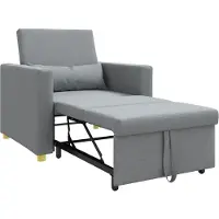 vidaXL Uittrekbare slaapbank eenpersoons Lichtgrijs 90 x 165 x 87 cm