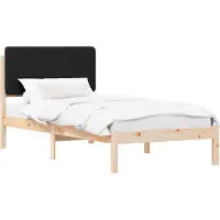 vidaXL Bedframe met Gevoerde Hoofdbord Zwart 80 x 200 cm