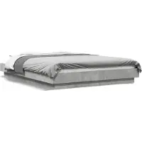 vidaXL Bedframe met LED-verlichting bewerkt hout betongrijs 135x190 cm