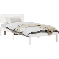 vidaXL Bedframe met hoofdeinde Wit 90 x 190 cm Massief grenenhout