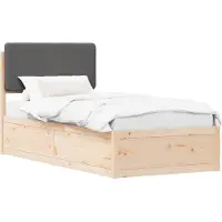 vidaXL Bedframe met Gevoerde Hoofdbord Donkergrijs 90 x 200 cm