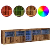vidaXL LED Dressoir Oudhout 283 x 37 x 67 cm Bewerkt hout