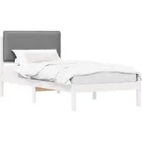 vidaXL Bedframe met gestoffeerde hoofdbord, lichtgrijs, 100 x 200 cm