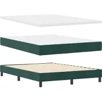 vidaXL LED Box Spring Bed Donkergroen 140 x 200 cm Fluweel