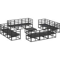 vidaXL Tuinbank Set 13 st Zwart Metaal