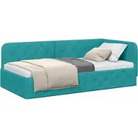vidaXL Hoek Bed Frame Turquoise 90 x 200 cm Fluweel