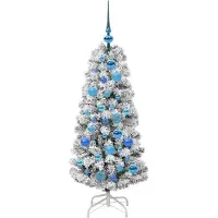 vidaXL Kunstmatige Hinged Kerstboom met 150 LED Groen en Wit 120 cm