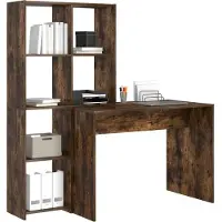 vidaXL Bureau met plank Rook Eiken 138,5 x 55 x 143 cm Bewerkt hout