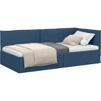 vidaXL Hoek Bed Frame met hoofdeinde Blauw 100 x 200 cm Stof