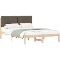 vidaXL Bedframe met Gevoerde Hoofdbord Taupe 140 x 200 cm