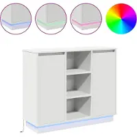 vidaXL LED Dressoir Wit 90 x 32 x 75 cm Bewerkt hout