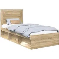 vidaXL Bedframe met lade Sonoma Eik 75 x 190 cm Massief grenenhout