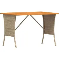 vidaXL Tuintafel met acaciahouten blad 105x75x72 cm poly rattan beige