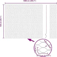 vidaXL Hexagon Hek 1,5 x 10 m PVC Grijs