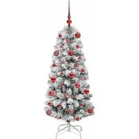 vidaXL Kunstmatige Hinged Kerstboom met 150 LED Groen en Wit 120 cm