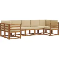 vidaXL Buiten bank set 7 st Natuurlijk en Beige