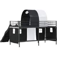vidaXL Kids'loftbedframe Effen Zwart 107 x 203 cm Metaal