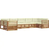 vidaXL Buiten bank set 7 st Natuurlijk en Crème Massief Acacia Hout