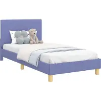 vidaXL Kinderen bedframe met hoofdboard Jeans Blauw 90 x 190 cm Stof