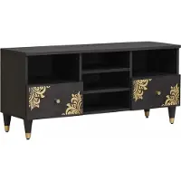 vidaXL TV Kast met lade Zwart 100 x 33 x 46 cm Massief Mango Hout
